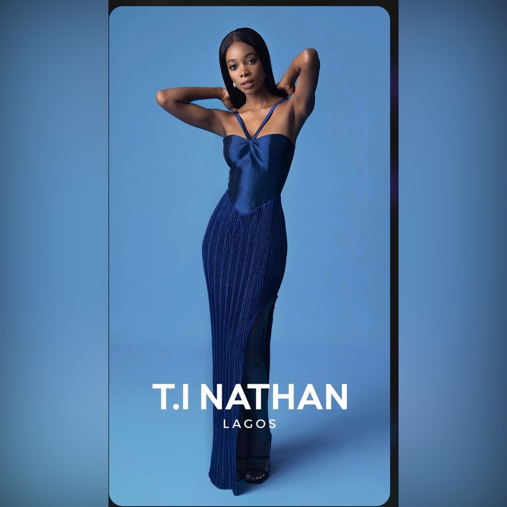 Blue maxi dress with side split